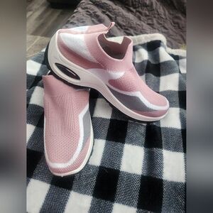 Women's Pink and Gray Slip-On Sneakers